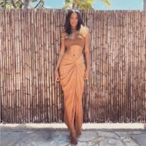 JLUXLABEL Tan Wrap Skirt